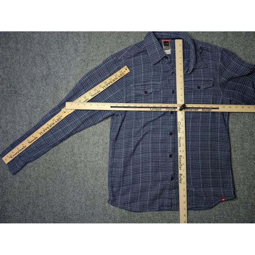 The North Face Mens 100% Cotton Flannel Shirt Micro‎ Check Purple/ Blue Small